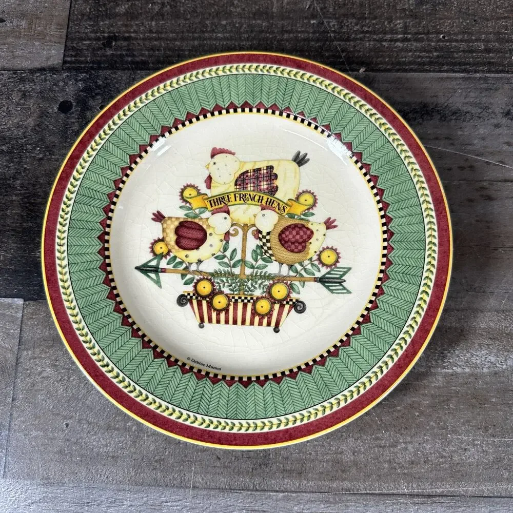 Sakura Debbie Mumm 12‎ DAYS OF CHRISTMAS Salad Plate Three French Hens ONLY